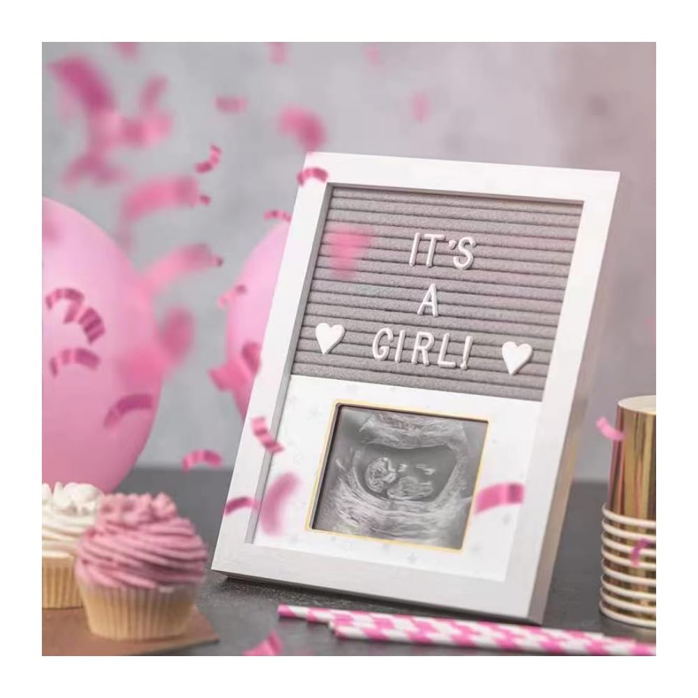Feifei's Bow Set02 Baby Scan Photo Frames, Baby Sonogram Picture Frame Diy Letters, Pregnancy Announcement Gifts, Ultrasound Picture Pregnant Mom Wooden Photo Mum To Be Gifts (Set02)