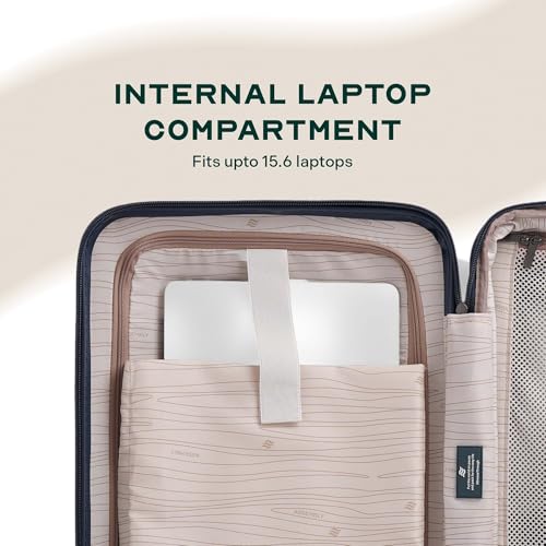 Image of Assembly Cabin Suitcase with8 Spinner Wheels & TSA Lock, Internal Laptop Pocket, Polycarbonate Hard Shell Carry On Luggage for Weekend Getaways, Navy Blue, 20-Inch