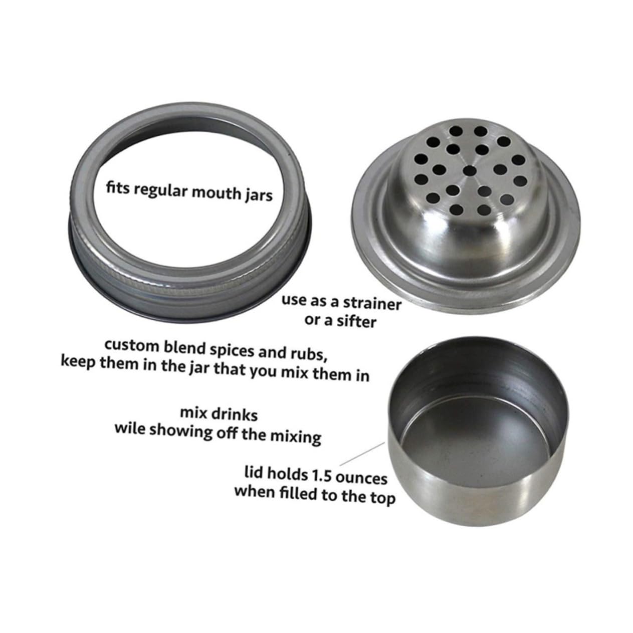 LABRIMP 10piezas Tapa Inoxidable Para Frascos Colador y Dispensador De Especias Para Cócteles y Cocina