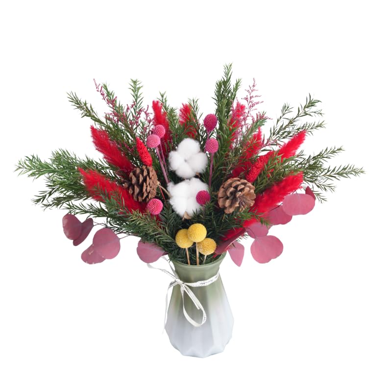 Ramo de flores secas algodón y eucalipto mixto 45 piezas miniatura 1