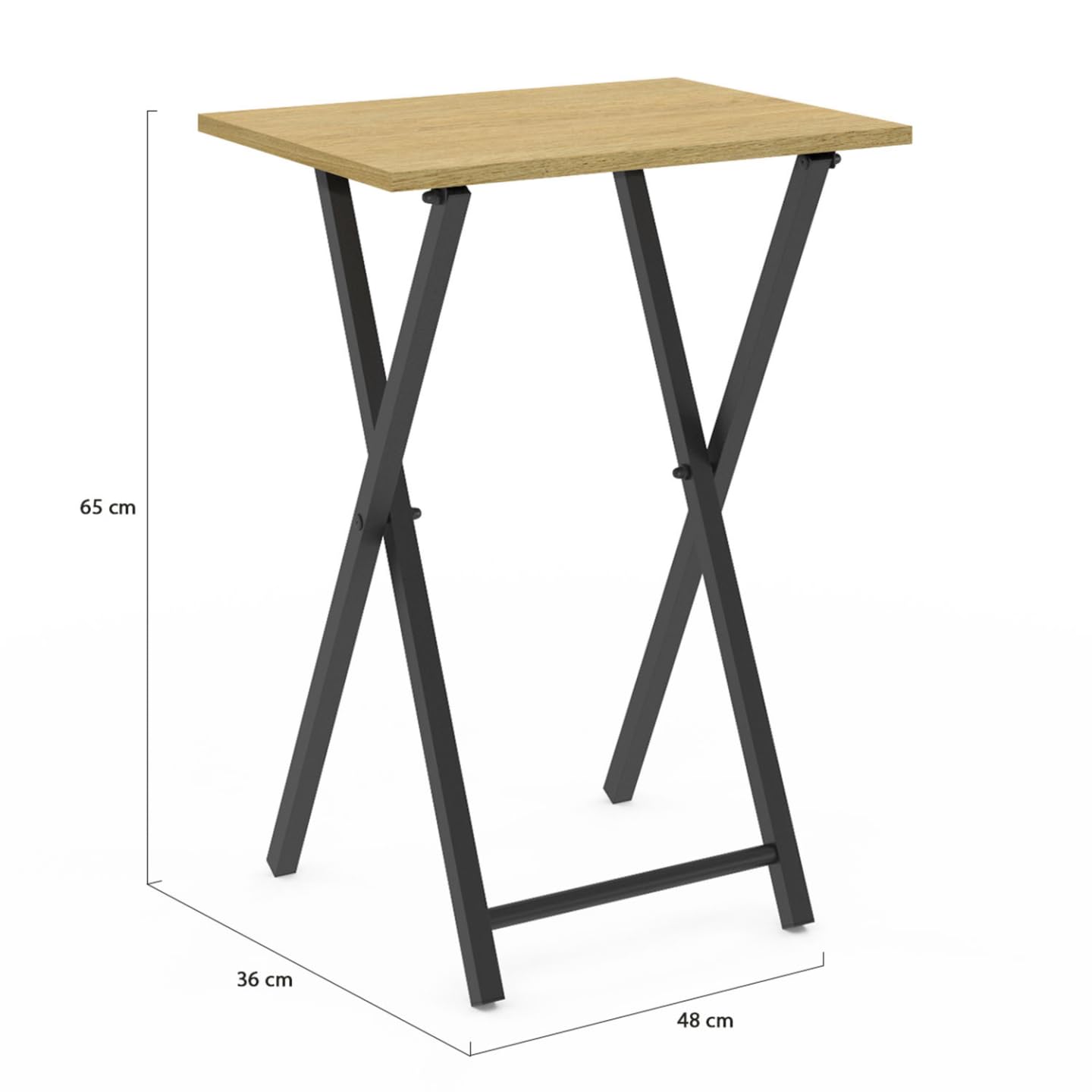 IDMarket Lot De 2 Tables D'Appoint Pliantes Detroit - Design Industriel Bois Et Métal Noir