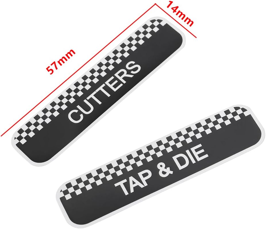 2Pcs Tool Chest Organizer Stickers Workshop Tool Box Drawer Identification Waterproof Label Stickers 30x Stickers Per Sheet Single Sticker Size 57x14mm