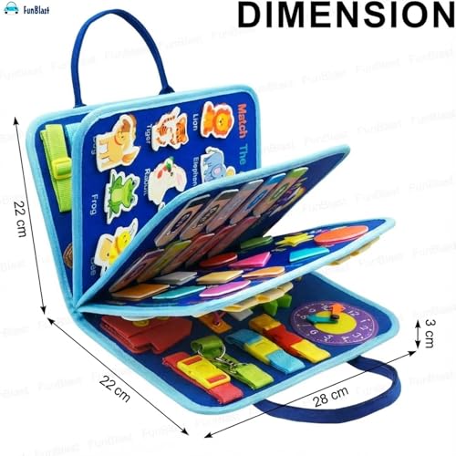 Image of FunBlast Busy Book for Toddlers Binder Board - Montessori Busy Board for Kids, Cartoon Design Learning Activity Toy for Toddlers, Educational & Early Learning Toys for Kids, Toddler (Vehicles)