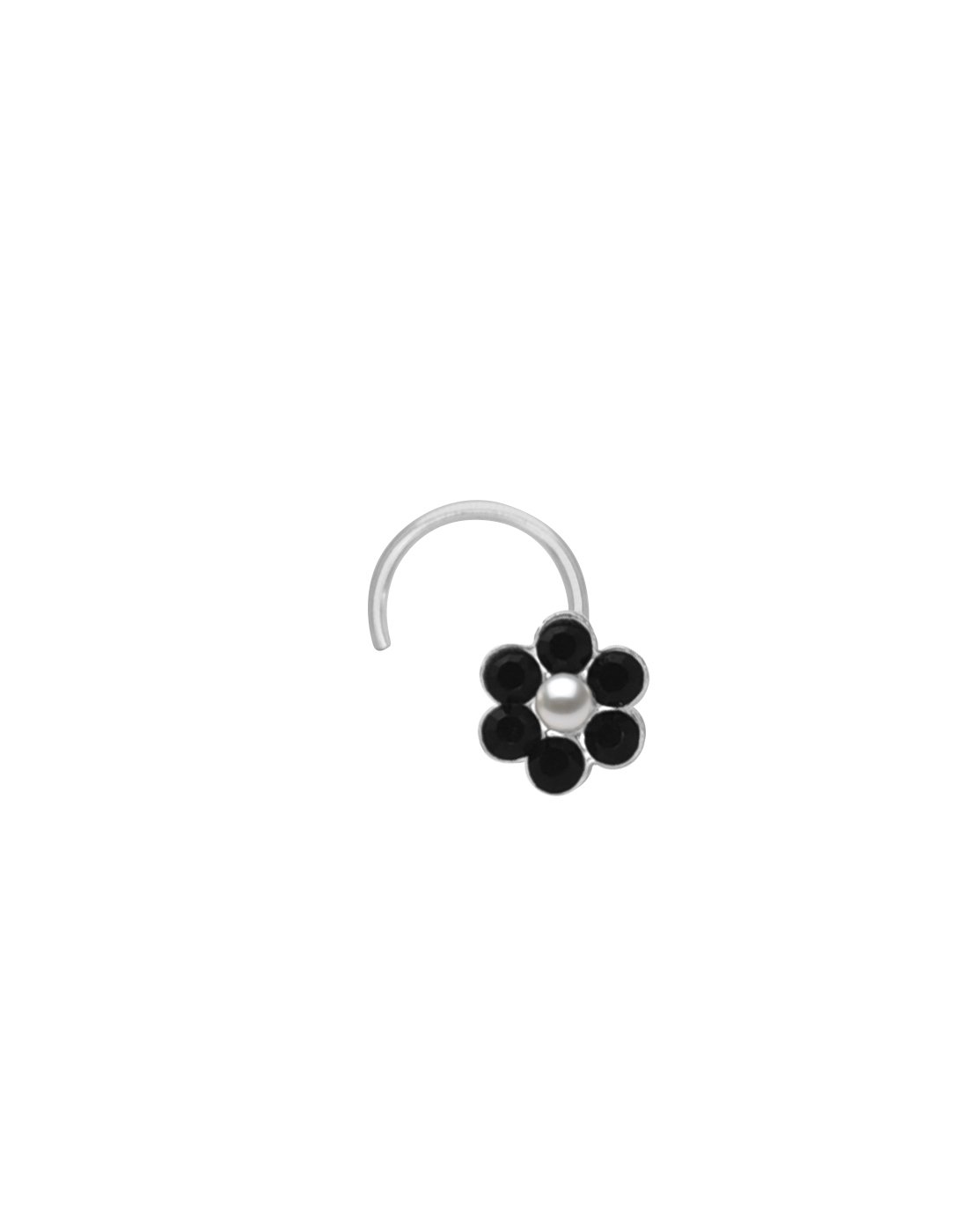 Abhooshan Flower shape Nose Pin with wire in 92.5 Silver with Black CZ Stones for women and Girls. Piercing Required (B07DQBWJ31) Amazon Price History, Amazon Price Tracker