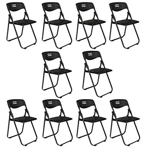 VINGLI 10 Pack Plastic Folding Chair, Indoor Outdoor Portable Stackable Commercial Seat with Steel Frame 350lbs for Events Office Wedding Party Dining