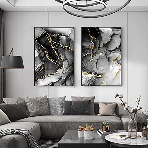 Impression sur toile marbre fluide texture dorée haute définition style raffiné