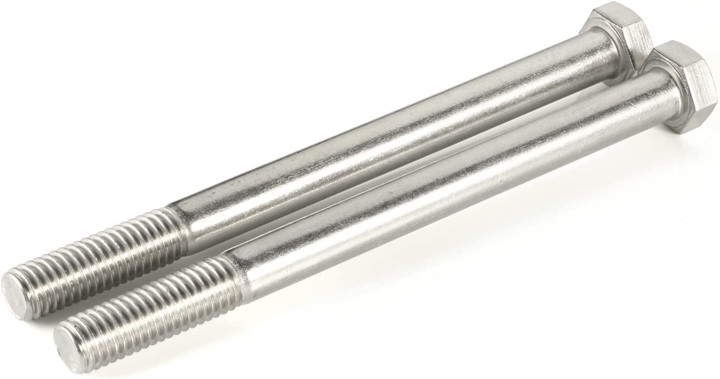 Mellewell 1/2-13 x 10 Hex Head Screw Bolt, Partially Threaded, Stainless Steel 18-8 (304), Plain Finish, Quantity 2