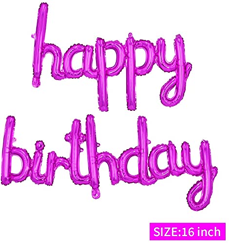 Image of Crackles Happy Birthday Pink Foil Balloons in Small Letters Lower Case for Decorations