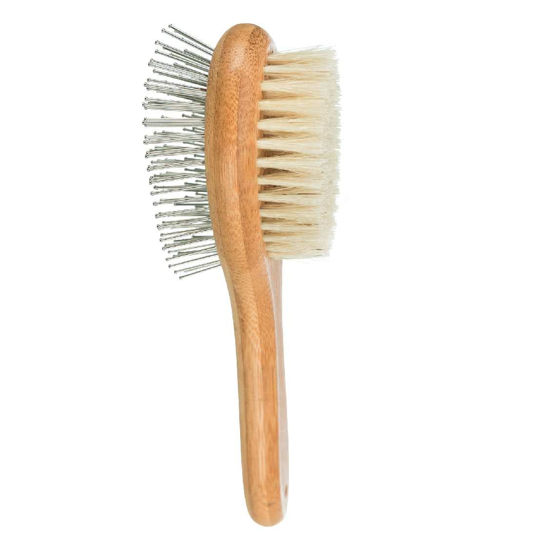 Trixie Dog Brush for Pet Grooming, Double Sided Pet Brush With Bamboo Handle For Dog And Cats, Long Hair Pet Grooming Comb For Removing,Shedding Tangles And Dead Undercoat - 5 x 19 cm (B0C6GVDL97) Amazon Price History, Amazon Price Tracker
