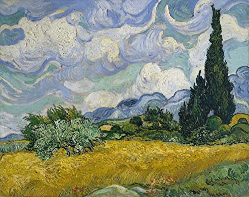 Champ de blé avec cyprès Peinture sur Toile pour Décoration Salon