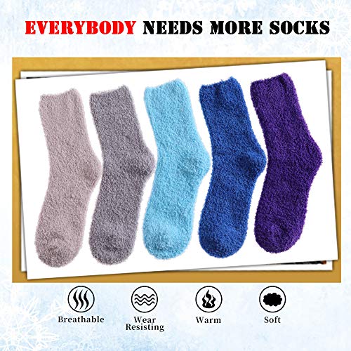 Image of LANLEO 5 /6 Pairs Womens Super Soft Fuzzy Plush Warm Winter Home Sleeping Slipper Socks