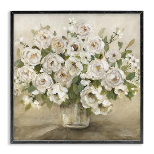 Round Roses with Green Leaves, 17 x 17 Inch Framed Giclée Print