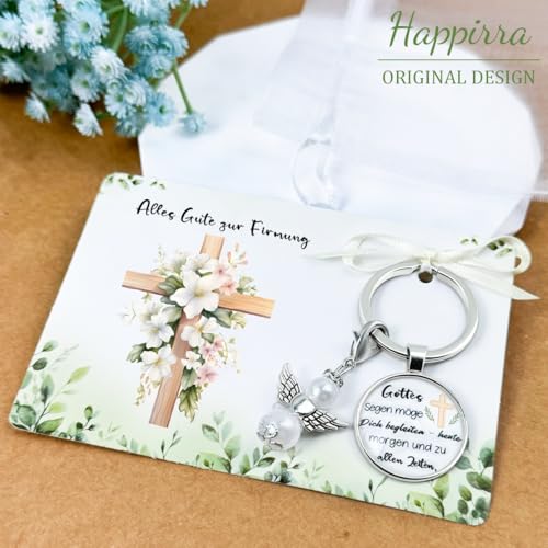 Happirra Schlüsselanhänger Firmung Geschenk, Christliches Geschenke zur Firmung, Schutzengel Schlüsselanhänger Firmung Geschenke Jungen Mädchen