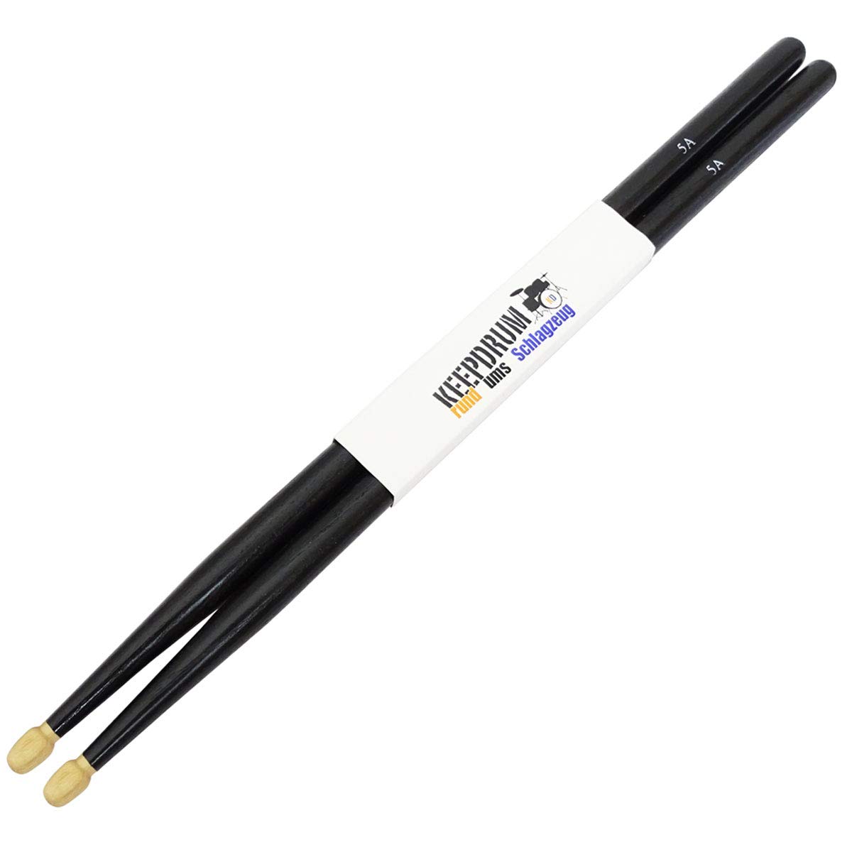 keepdrum 5AB Black Hickory Schlagzeug-Stöcke Drumsticks Schwarz 12 Paar