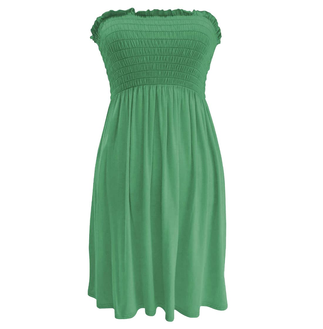METLUQ M0D4 Ladies Strapless Sheering Boob Tube Gather Bandeau Summer Sleeveless Top Dress 8-22 (Jade Green, UK 16-18 XL)