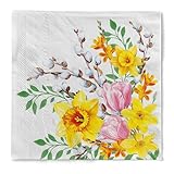 Mank Tissue Serviette Antje 40 x 40 cm oder 33 x 33 cm – 3-lagig, 100 Stück, weich & reißfest, extra saugstark, Blumenmotiv Frühling Sommer Blumenwiese Floral, Papierservietten (33 x 33 cm)