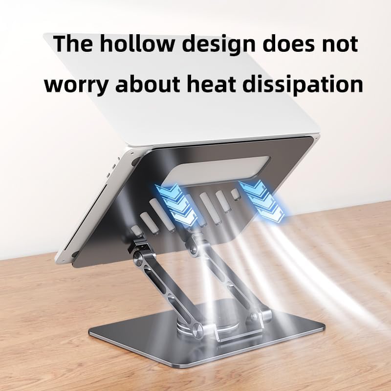Adjustable Laptop Stand for Desk - Portable Computer Stand With Cooling Function - Stable for Home Office - Fits Various Laptop Sizes, Gray Grey
