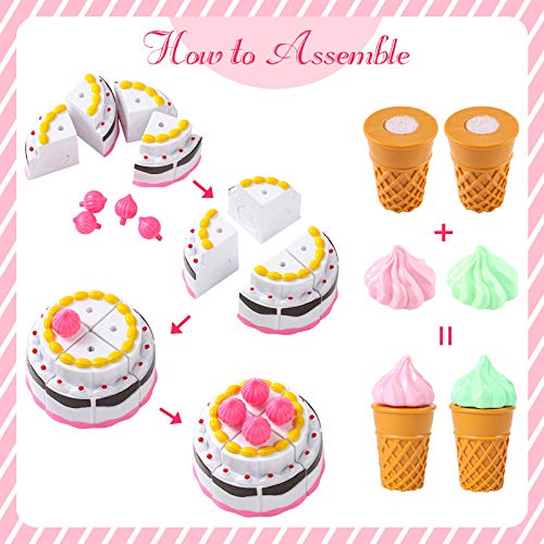 Lovestown Pretend Desserts Food Toy, 15 Pcs Play Food Desserts Set For Kids Kitchen, Play Dounts For Toddlers,Toy Food Ice Cream Cupcake Baking Plastic Play Food For Girls Boys Birthday Gift #TOP3