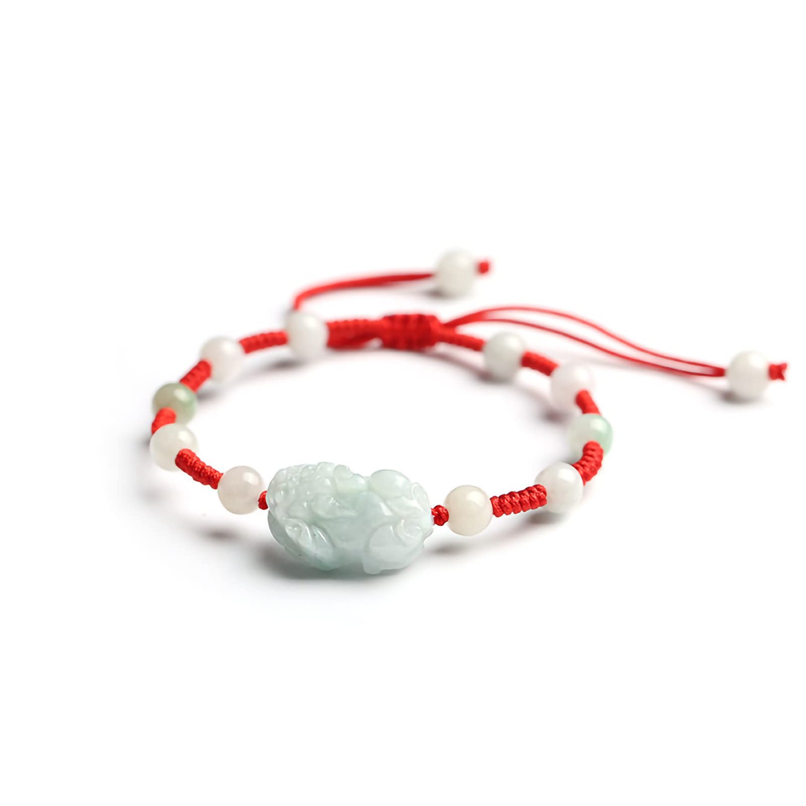 Bracciale di Cinnabar Naturale Braccialetti Intrecciati in Giada Naturale per Donne Uomini, prosperità Regolabile per la prosperità della prosperità Feng Shui Charm Bracciale per Amanti degli Amanti