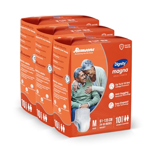Image of DIGNITY Magna Pant Style Adult Diapers - M (30 Pieces) With Wetness Indicator and Leakage Protection Upto 8-10 Hrs.