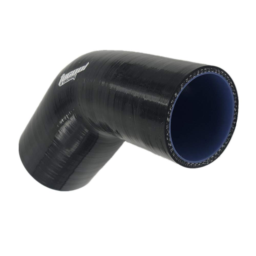 Tucool Racing 45 Degree Elbow Turbo Pipe Silicone Elbow Coupler Pipe 25mm 35mm 57mm 64mm 76mm 80mm (Black, 76mm (3"))