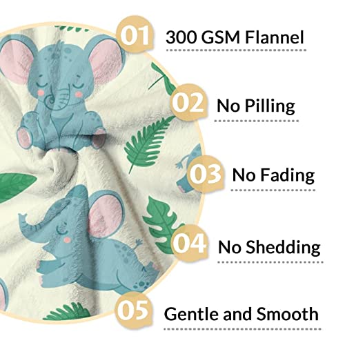 Elephant Blanket Gifts - 50"x60" Cute Throw for Women Girls - Green Soft Fuzzy Blankets for Bed, Couch & Living Room