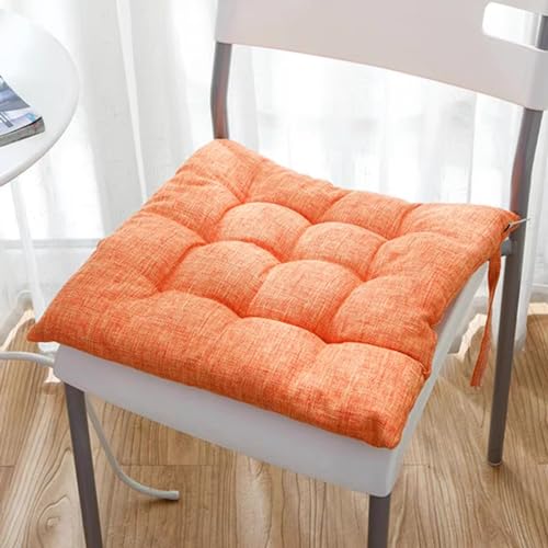 JUNYOHOA Cojines de Lino de algodón Transpirable Cuadrado con Cojines Antideslizantes Atados, sillas de Oficina súper Suaves para sillas de Oficina, Cojines de sillas de Cocina, sillas de Ocio