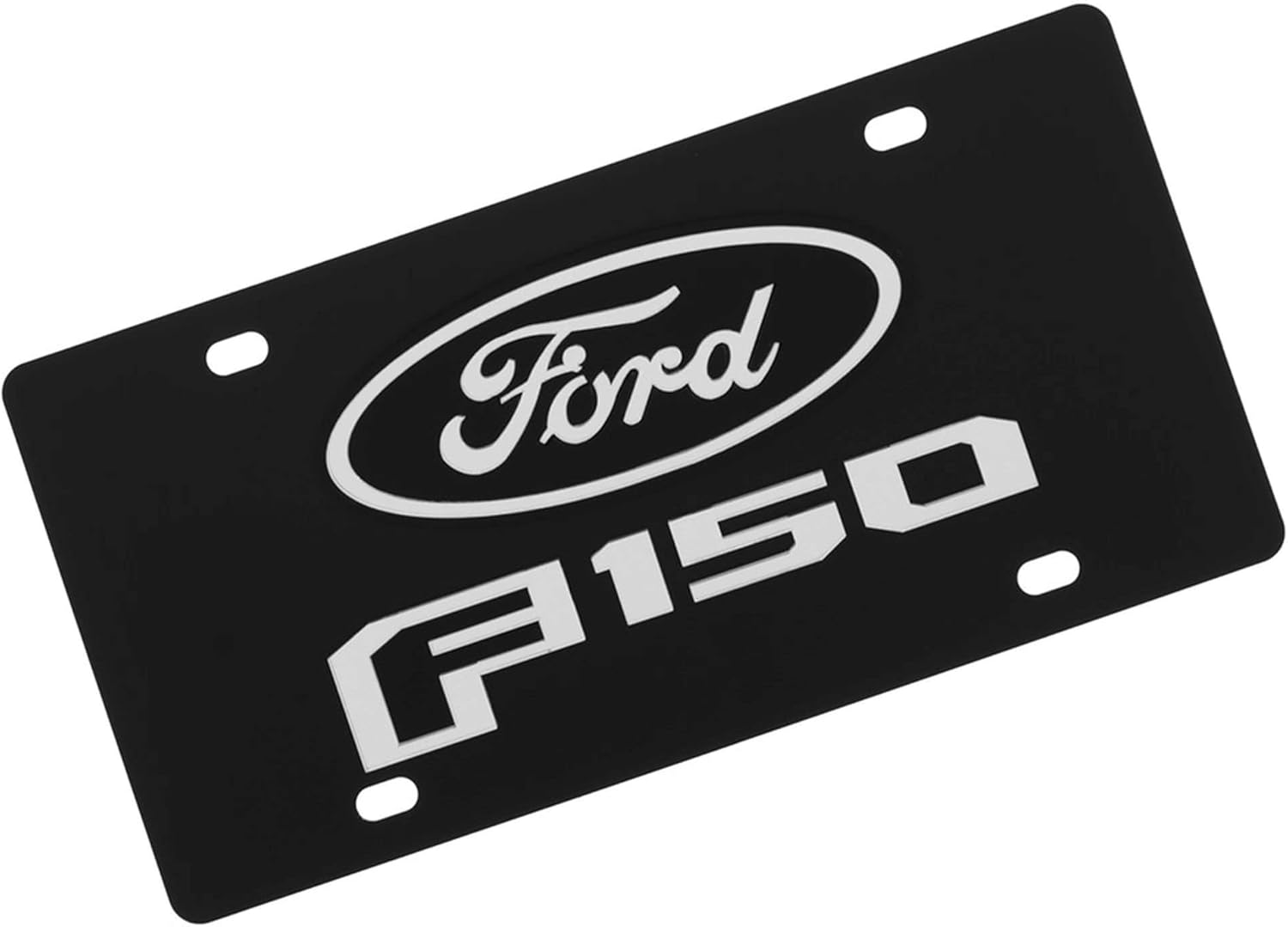 Eurosport Daytona- Compatible with 2015-2020, Ford F-150, Black Carbon Steel License Plate
