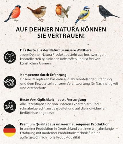 Dehner Natura Premium Meisenknödelring gefüllt, inkl. 10 Meisenknödel ohne Netz, ganzjähriges Wildvogelfutter fettreich / energiereich, hochwertiges Vogelfutter für Wildvögel, Metall, ca. Ø 24.5 cm