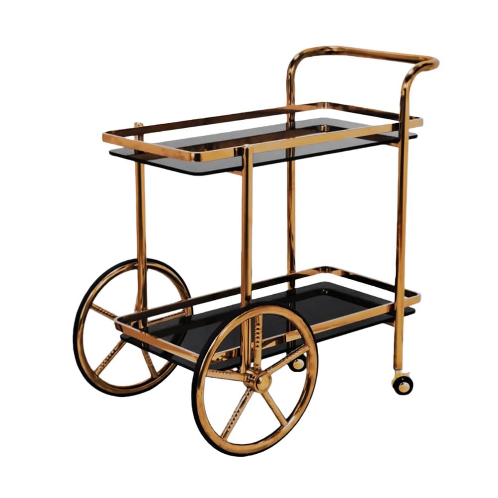 Servierwagen Aus RoséGoldenem, Ablagegestell FüR SpeisesäLe, Mit Universalrollen, Eleganter Servierwagen FüR Bankette, Restaurants Und Zuhause
