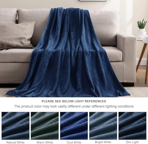 Image of BEDELITE Fleece Blanket Full Size Navy for Couch & Bed, Luxury Plush Cozy Fuzzy Blanket 84 inch x 90 inch, Super Soft Warm Lightweight Throw Blanket for Travel Camping