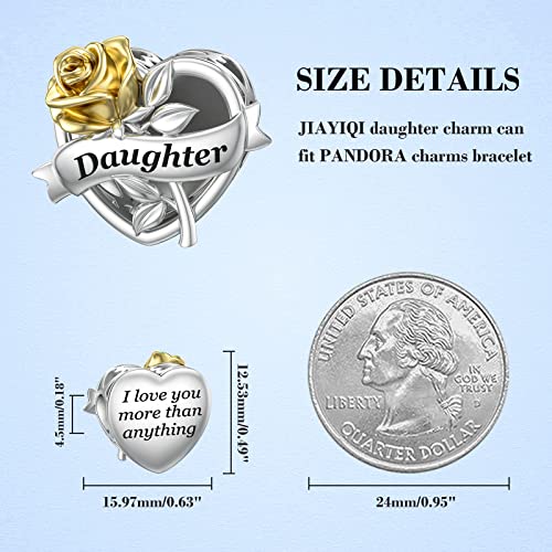 JIAYIQI Mom Grandma Daughter Wife Friend Sister Charm Fit Bracelet with Golden 3D Rose Flower Love Charm Valentines' Day Birthday Mother's Day Christmas Jewelry for Women3
