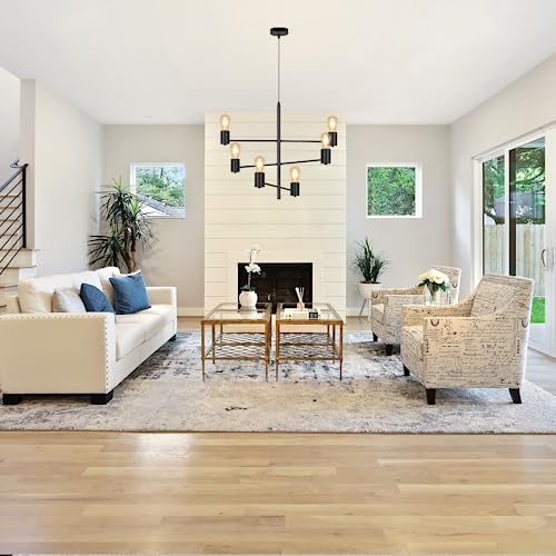 ZMH Pendelleuchte Vintage Deckenlampe Hängend - Hängelampe 6 Flammig Kronleuchter Industrial Hängeleuchte Wohnzimmer Esstisch Deckenleuchte Schwarz Metall Pendellampe Retro für Esszimmer Schlafzimmer