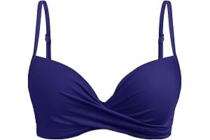Navy Blue Bikini Top: Flattering Underwire Push Up Bra for Support and Confidence
