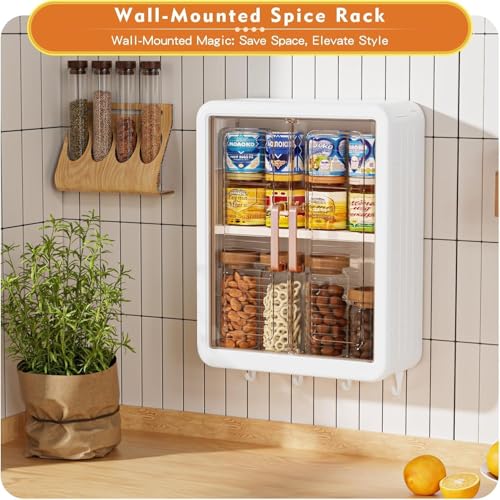 Image of YouCopia Plastic Self-Adhesive No-Drill Bathroom Shelf & Storage Cabinet with Magic Stickers, Organiser for Bathroom, Essentials, Makeup, Skincare, Pod Dispenser Wall-Mounted Storage Cabinet