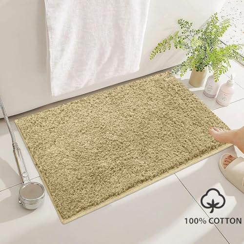 Image of Luxe Home Colosseum Bath Mat 100% Cotton (40x60 cm) Super Soft Non-Slip Bathroom Mat for Bedroom Door (Gold) Pack of 1