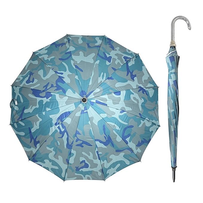 Military Print Umbrella for Men, Women & Kids Camouflage J Handle Straight Windproof UV Protection Umbrella with Strong Metal Frame Durable Rain for Travel, Outdoor-image-10