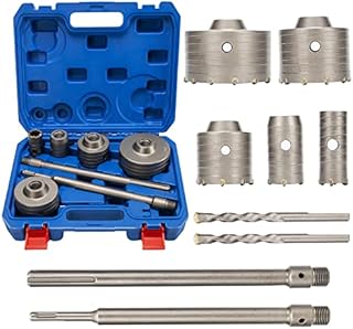 XDOVET 9PCS Concrete Hole Saw Kits with 2 Drill Bits and SDS Plus & Max Shank, Hole Saw Tool Set for Concrete Cement Brick Stone Wall Drilling, Kit Size 30 40 65 80 100 MM