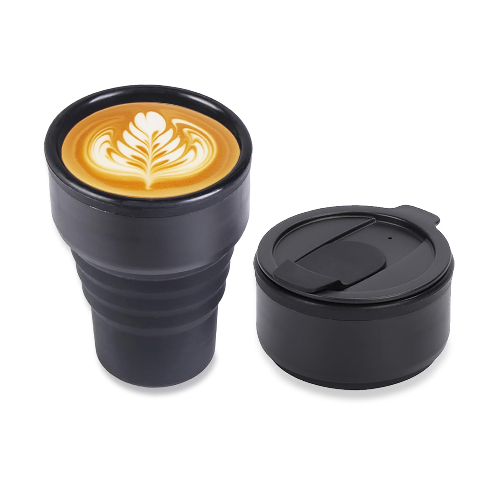 EYQ Collapsible Coffee Cup 375 ml, Reusable 12oz Coffee Cup, Silicone Foldable Water Bottles