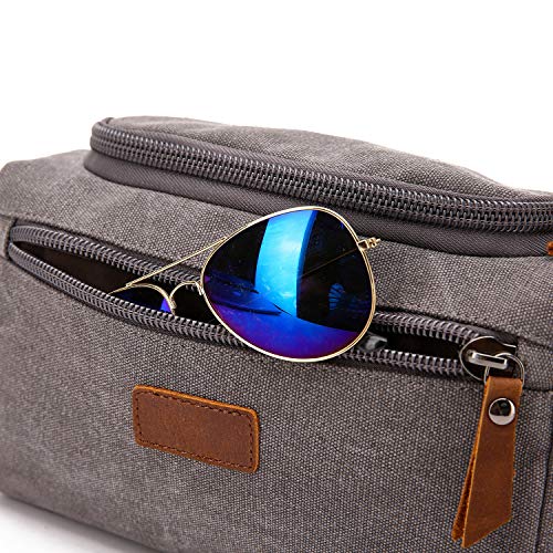 Men's Toiletry Bag Canvas Shaving Dopp Kit Travel Bathroom Bags Organizer (Black)
