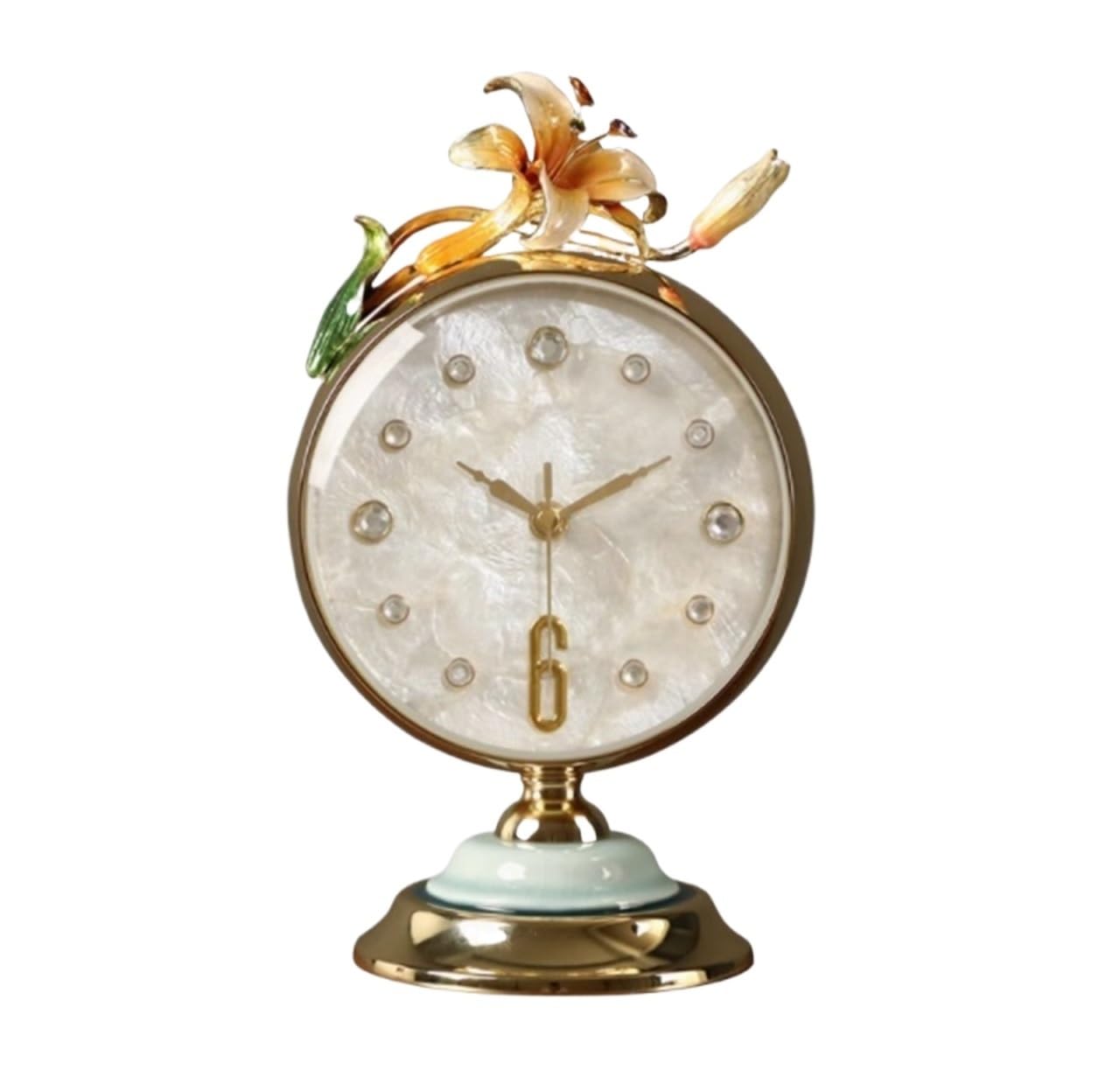 GFJHdfhE Mantel Clock | Classic Design Table Clock Decoration Clockdesktop Ornaments Living Room Pendulum Traditional Style