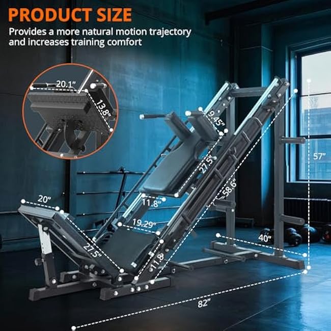 Leg Press Hack Squat Machine, Adjustable Leg Press Machine for Home Gym with Linear Bearing, Specialty Hack Squat Machine for Full Lower Body Workout with Weight Storage Posts