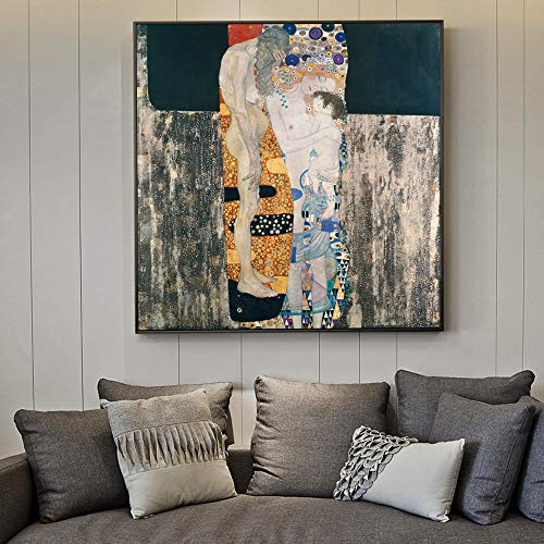 Toile imprimée Gustav Klimt cadre inclus : décoration murale salon et bureau 50x50cm