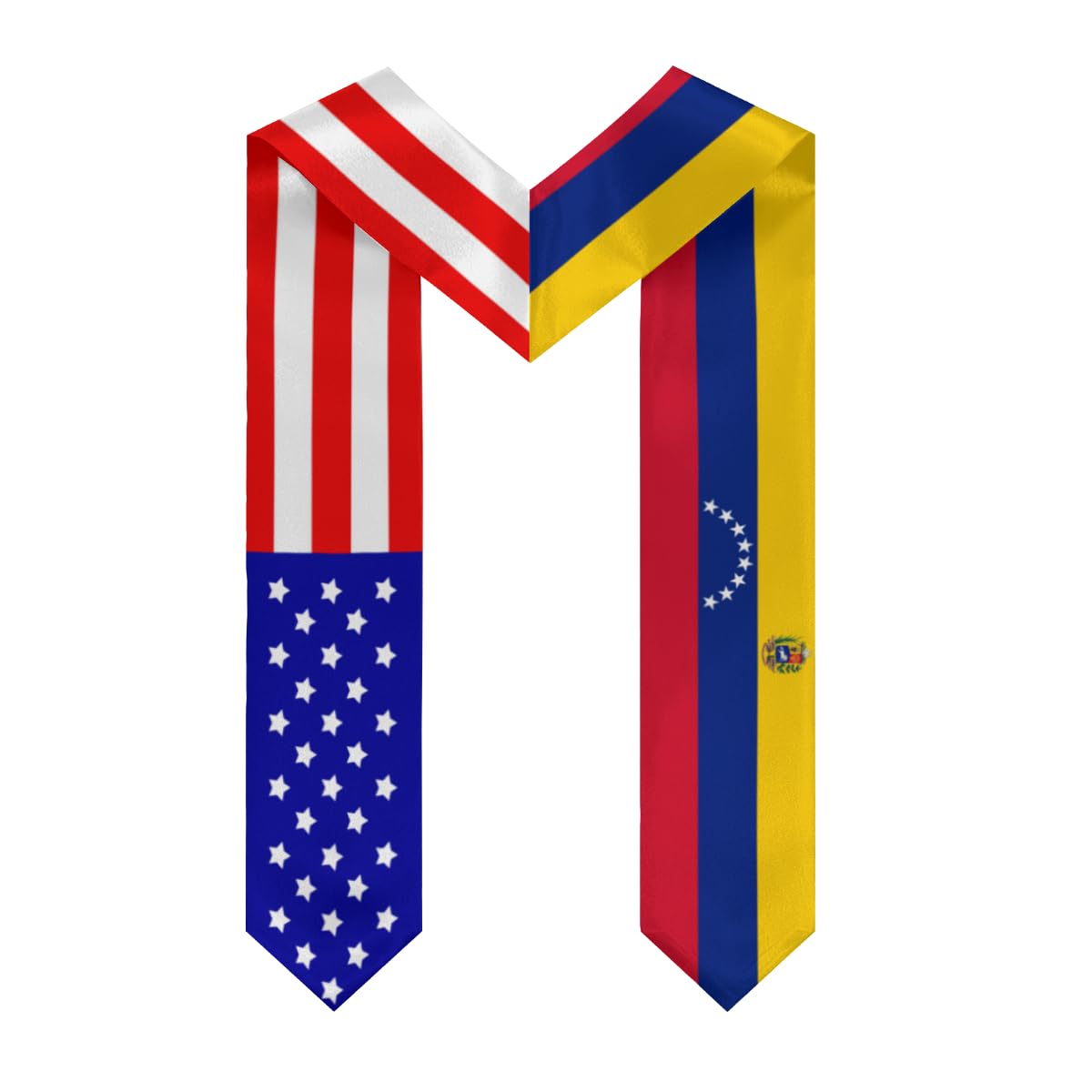 America And Venezuela Venezuelian Flag V-Neck Graduation Shawl Sash, Double sided Graduation Scarf Stole Graduation Shawl for International Students