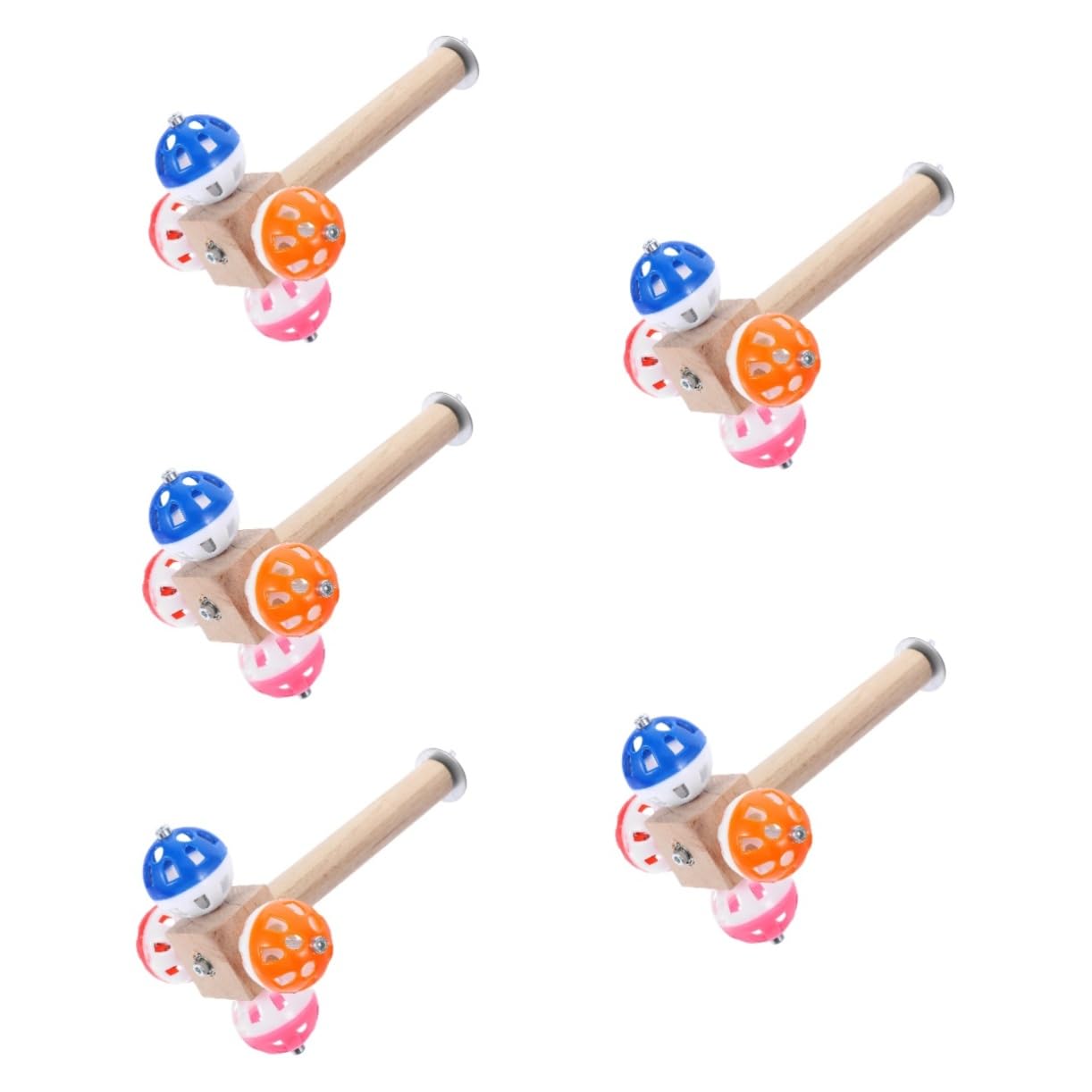 BESPORTBLE 5pezzi Supporto Per Uccelli Legno Con Pallina Rotante Stante Per Pappagalli e Parrocchetti Accessorio Per Gabbie Di Uccelli Materiale Sicuro e Resistente Facile Da Installare e
