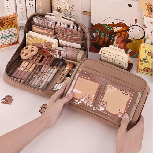 VARKAGE 51 Stück Capybara Schreibwaren Set, Capybara Stifte, Süßes Schreibwaren Geschenkset Für Kinder, Mit Stiften, Clips, Linealen Und Mehr, Federmäppchen, Für Büro, Schule, Kinder, Schüler