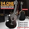 Pyle Beginner Acoustic Guitar, Junior Size 76 cm, All Wood Build Nylon String with Capo Strap, Extra String Set, and Gig Bag Acoustic, For Kids Adults Youth Classical Kit Black Gloss #2
