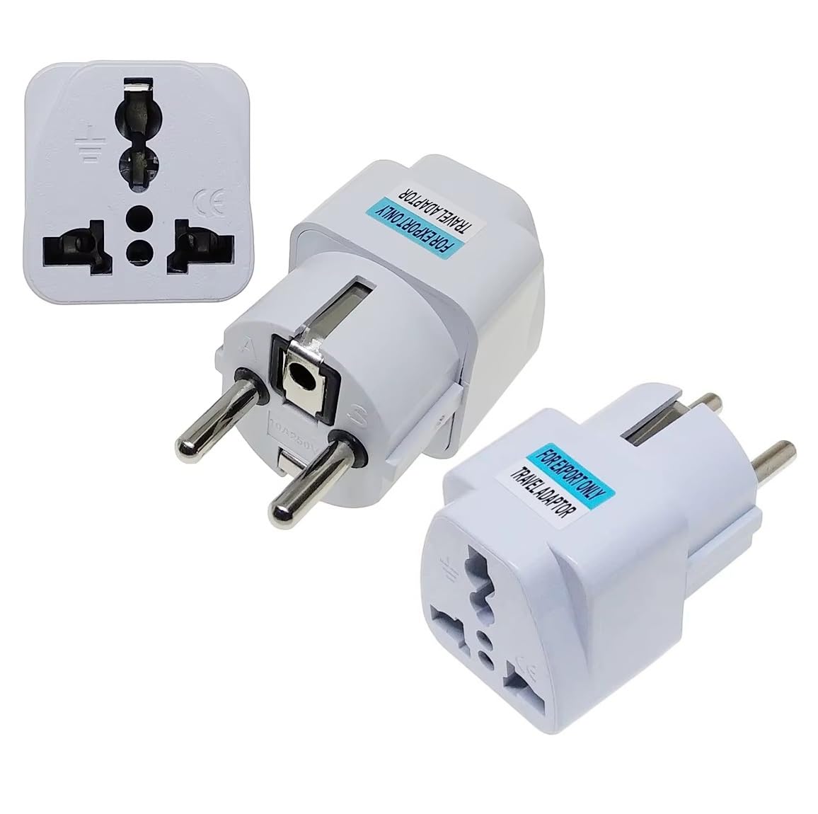 WOWSOME Set of 3 Adapter for India UK US AU to EU European 2 Pin Power Socket Plug Converter Suitable for Europe South Korea, France, Germany, Russia-picture-20