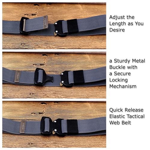 Quick Release Elastic Tactical Web Belt Key Ring Strap, Army Stretch Rigger Belt Heavy-duty Metal Buckle Work Belt3