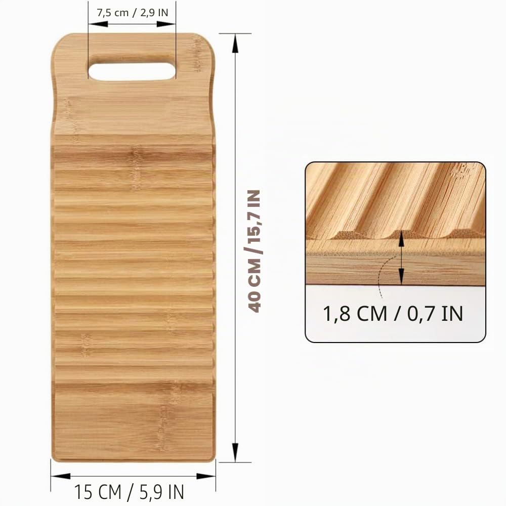 Lavabo in legno di bambù, per lavare i vestiti, con bordo anti-scivolo, lavapanni in Legno, Adatto per la pulizia degli indumenti dei bambini(40 * 15 * 1.8cm)